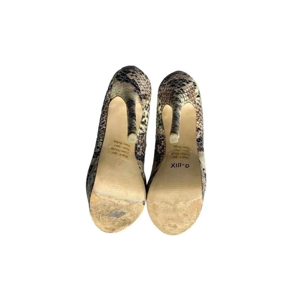 Bakers Womens Melina Platform High Heel Pumps‎ Tan Reptile Snakeskin Size 7